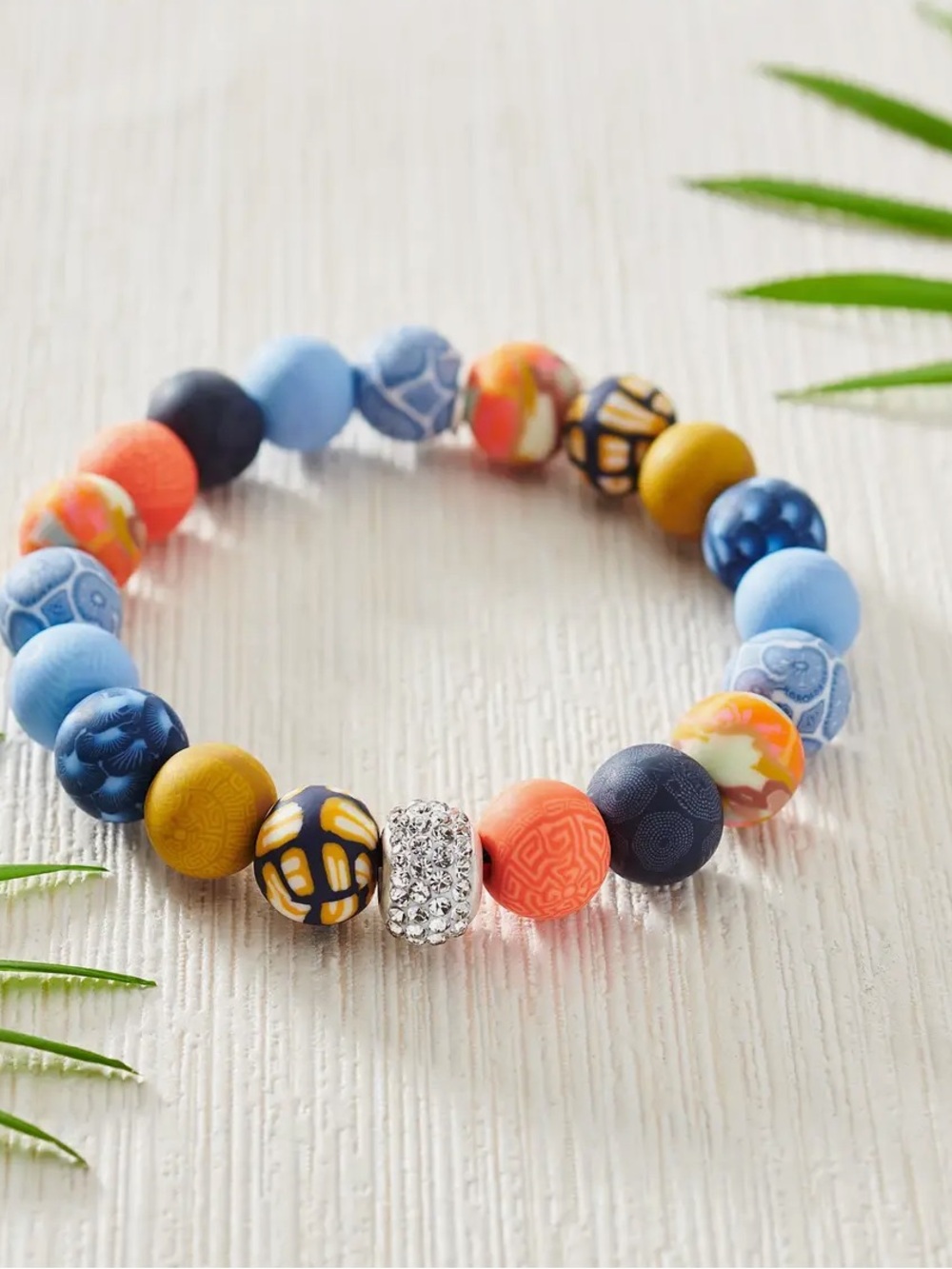559. French Quarter crystal stretch clay beaded stretch bracelet